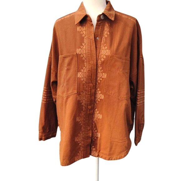 In Loom Vintage Wash Men's S Cider Embroidered Southwestern Long Sleeve Shirt - Picture 1 of 12